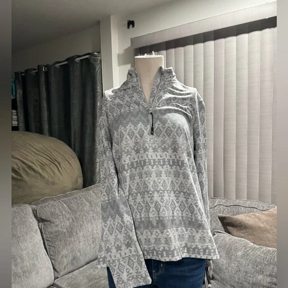 Free Country Women's Gray and White Patterned Hoodie - Picture 3 of 10